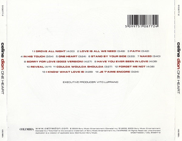 Celine Dion ‎– One Heart CD