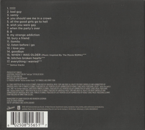 Billie Eilish – When We All Fall Asleep, Where Do We Go? CD