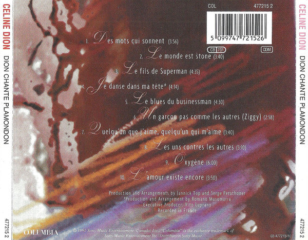 Celine Dion ‎– Dion Chante Plamondon CD