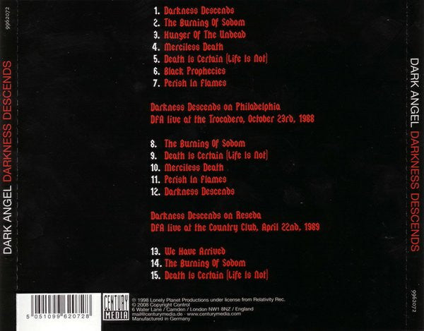 Dark Angel  ‎– Darkness Descends CD