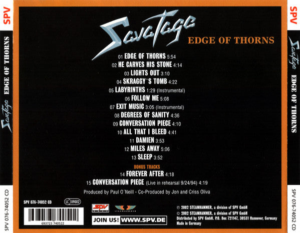 Savatage - Edge of thorns CD